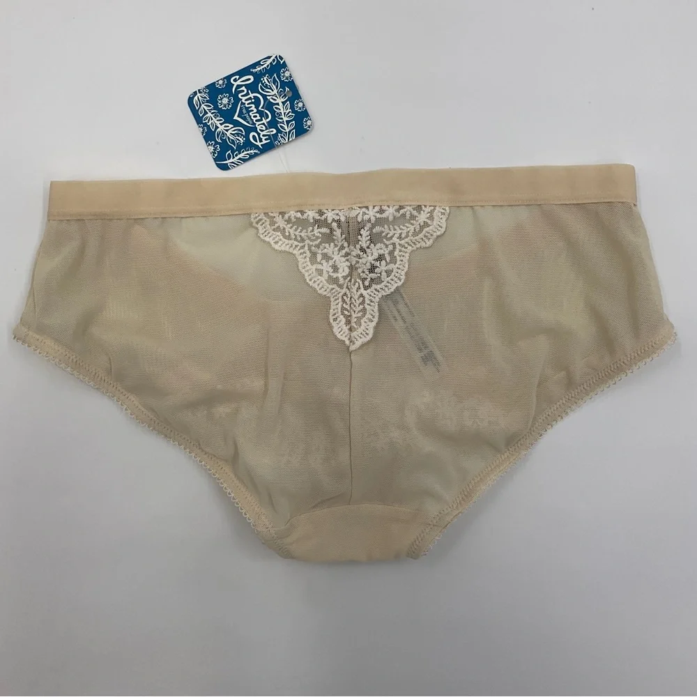 Free People Intimately Daydreamer Hipster Embroidered Mesh Panties Nude Size XS